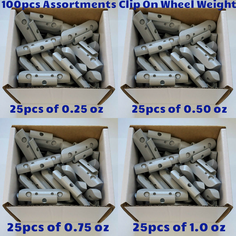 100 Pcs Assort ZINC COATED Clip On Wheel Weight Balance MC STYLE .25 .50 .75 1oz
