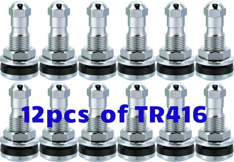 12 PCS KITS TR 416 TR416 TIRE VALVE STEMS .453" & .625" RIM Holes Long 1 1/2"